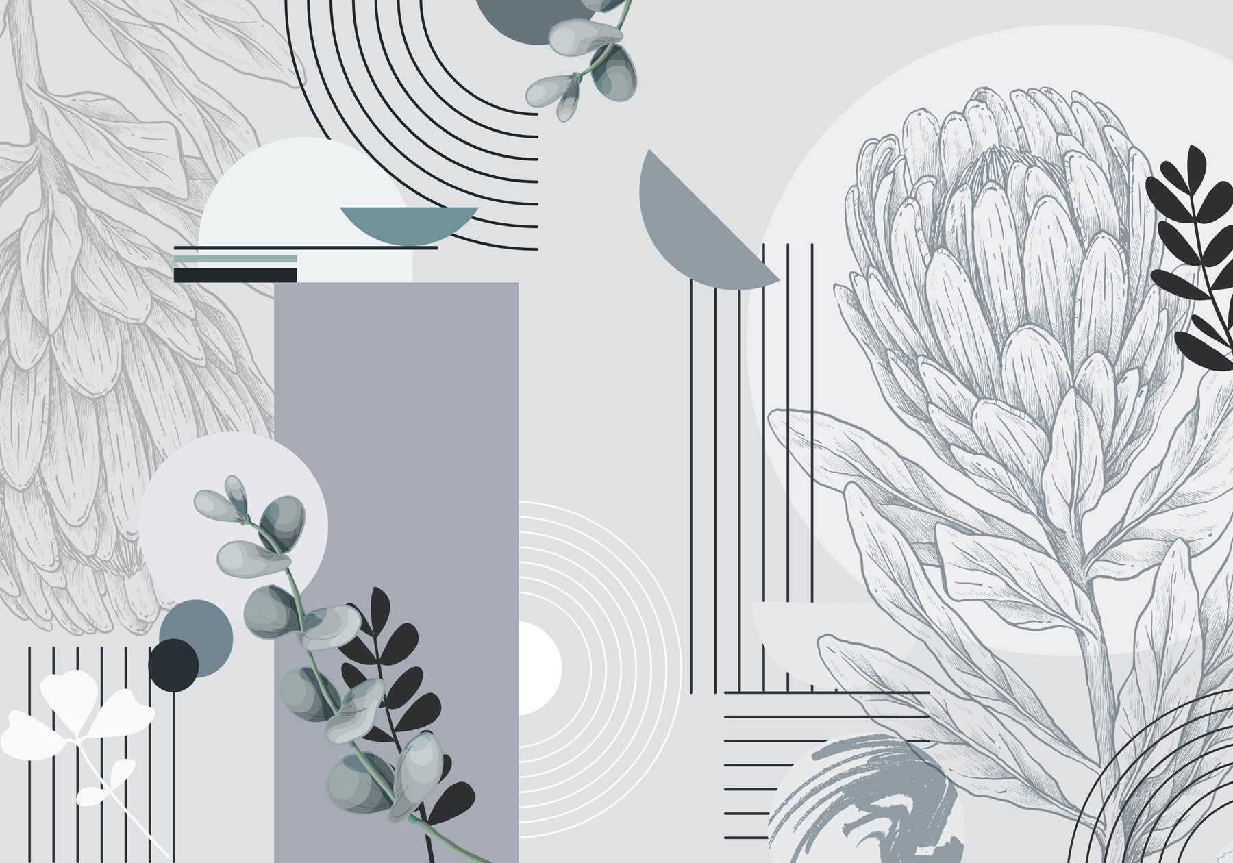 Wallpaper with a flower and leaves Wallpaper with a flower and leaves