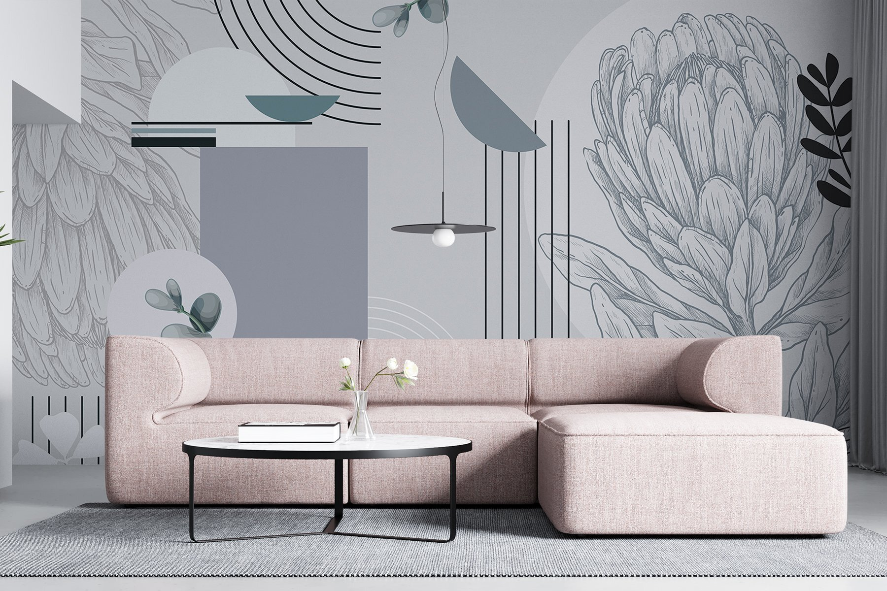 Wallpaper with a flower and leaves Wallpaper with a flower and leaves