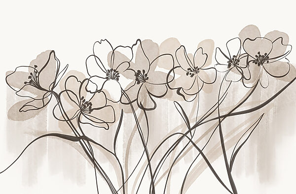 Linha de flores sobre um fundo branco Linha de flores sobre um fundo branco