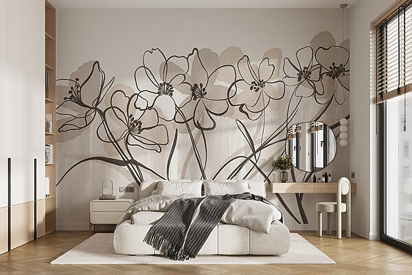 Linha de flores sobre um fundo branco Linha de flores sobre um fundo branco