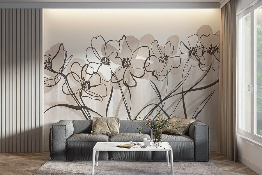 Linha de flores sobre um fundo branco Linha de flores sobre um fundo branco