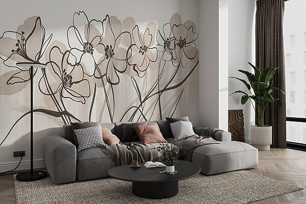 Linha de flores sobre um fundo branco Linha de flores sobre um fundo branco