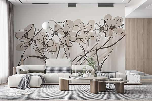 Linha de flores sobre um fundo branco Linha de flores sobre um fundo branco