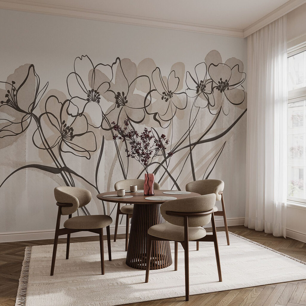 Line of flowers on a white background Line of flowers on a white background