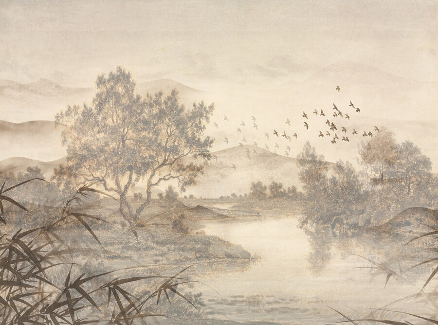 Paisagem com árvores e um rio