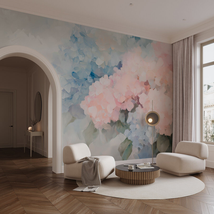 Papel de parede Pintura de flores sobre um fundo branco