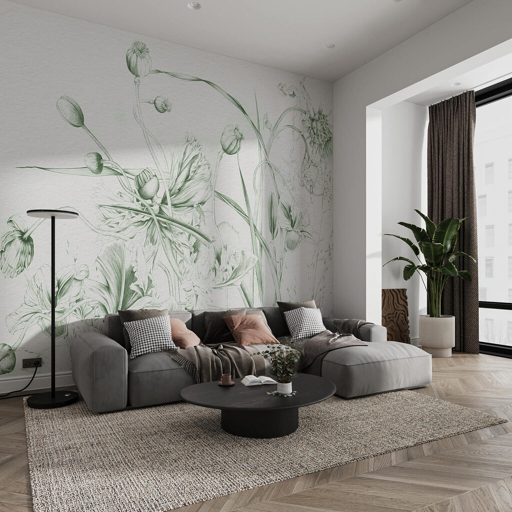 Drawing of flowers and leaves
