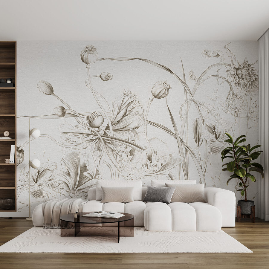 Desenho de flores e folhas