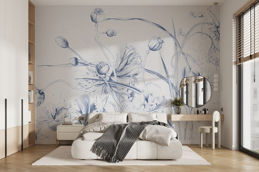 Desenho de flores e folhas