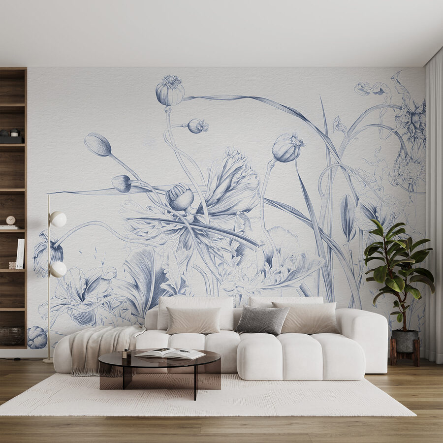 Desenho de flores e folhas
