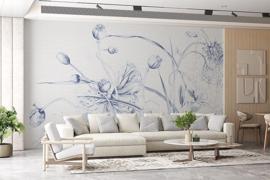 Desenho de flores e folhas