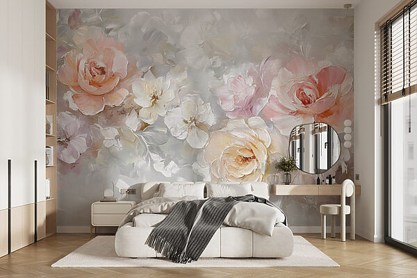 Pintura de flores sobre uma superfície branca Pintura de flores sobre uma superfície branca