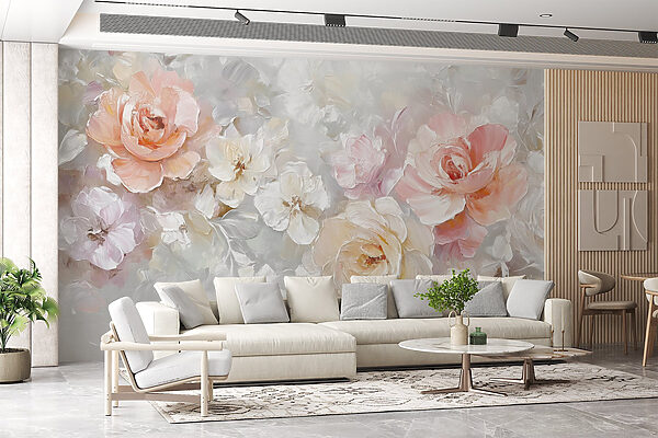 Pintura de flores sobre uma superfície branca Pintura de flores sobre uma superfície branca