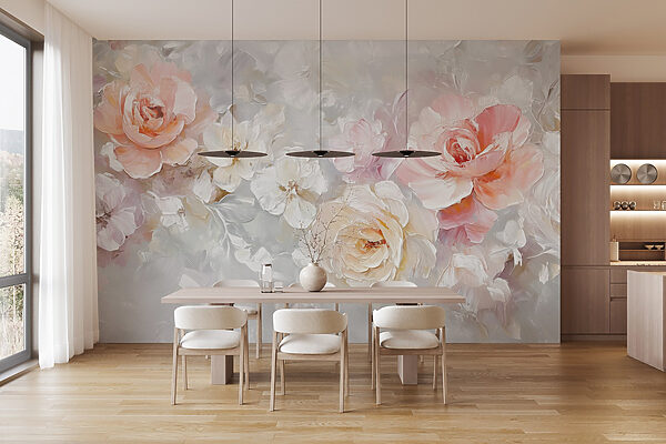 Pintura de flores sobre uma superfície branca Pintura de flores sobre uma superfície branca