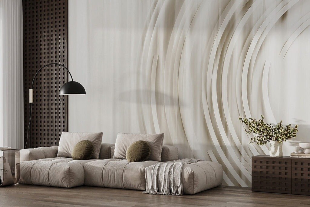 White and grey background with circles