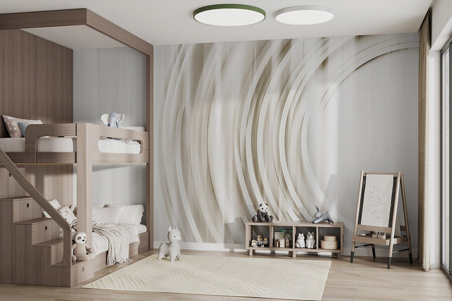 Papel de parede Fundo branco e cinzento com círculos - Image 4