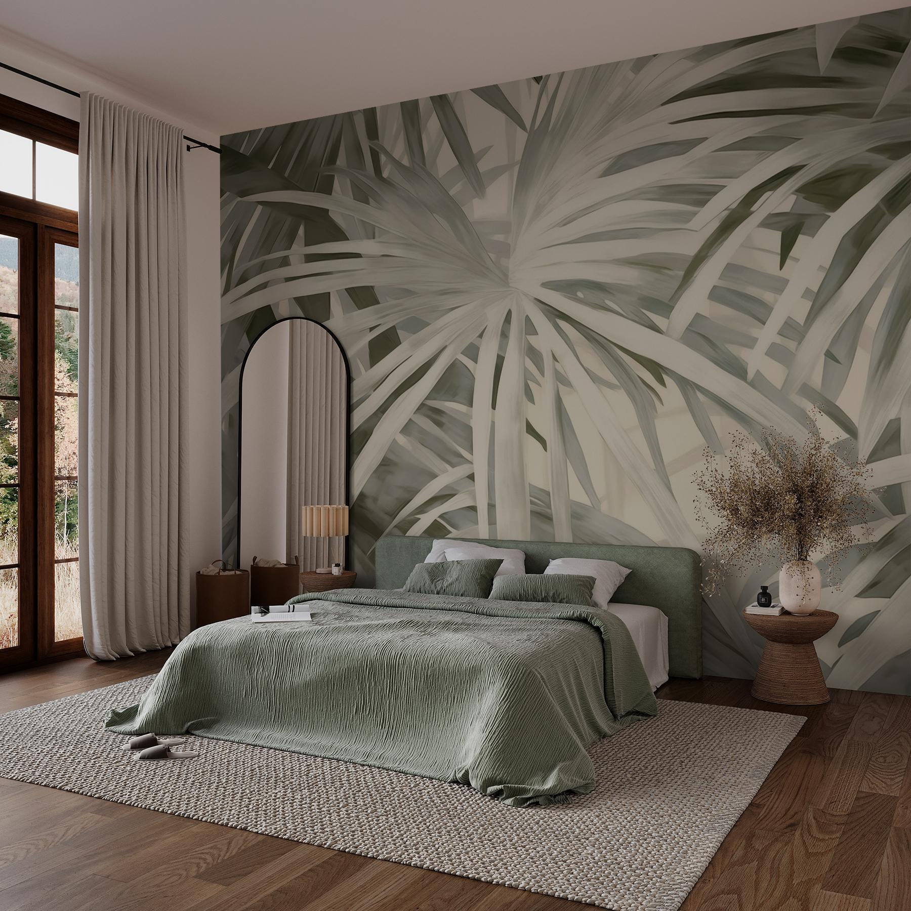 Soft, flowing palm leaves in harmony Soft, flowing palm leaves in harmony