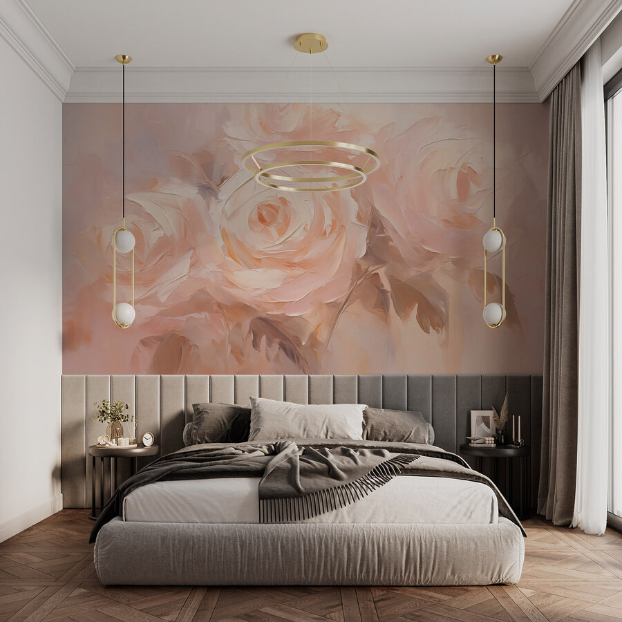 Pintura de flores sobre uma superfície branca