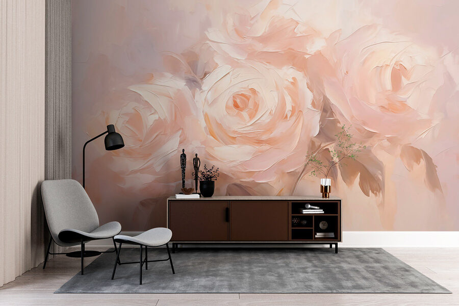 Pintura de flores sobre uma superfície branca