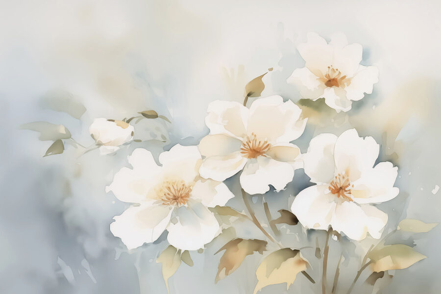 Pintura de flores brancas
