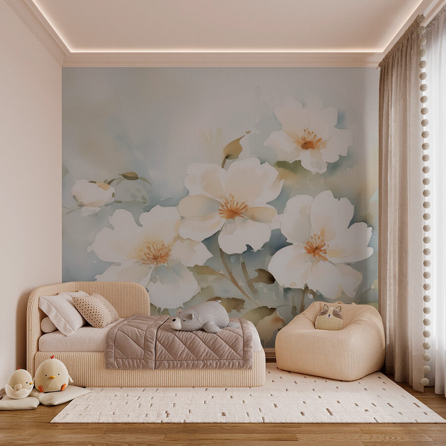 Pintura de flores brancas