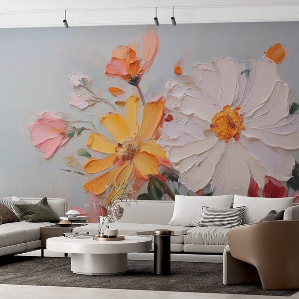 Pintura de flores sobre uma superfície branca Pintura de flores sobre uma superfície branca