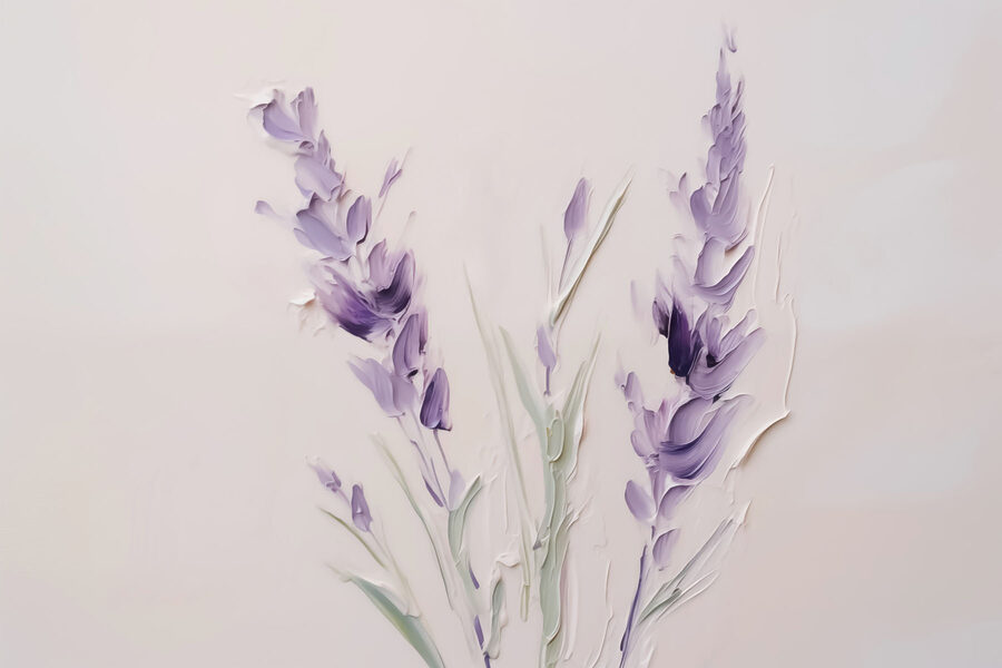 Pintura de flores roxas