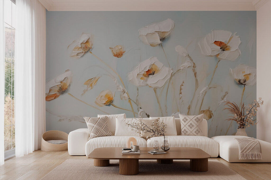 Painting of flowers on a wall Painting of flowers on a wall