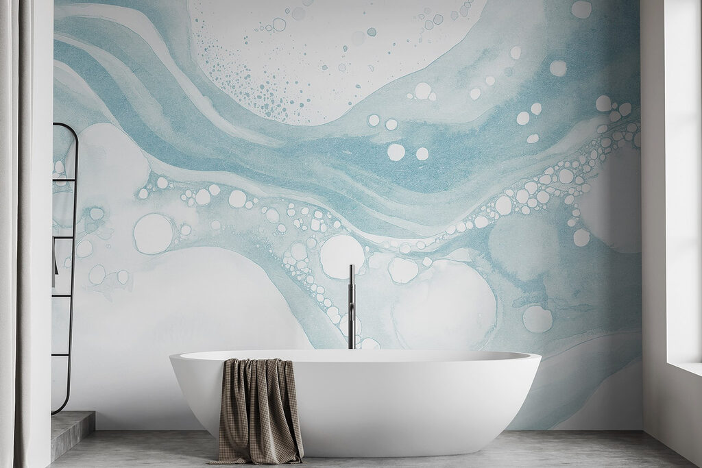 White and blue watercolor painting