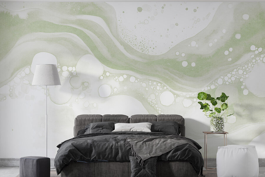 Papel de parede Tinta branca e verde