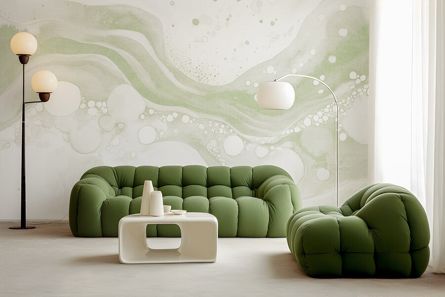Papel de parede Tinta branca e verde - Image 2