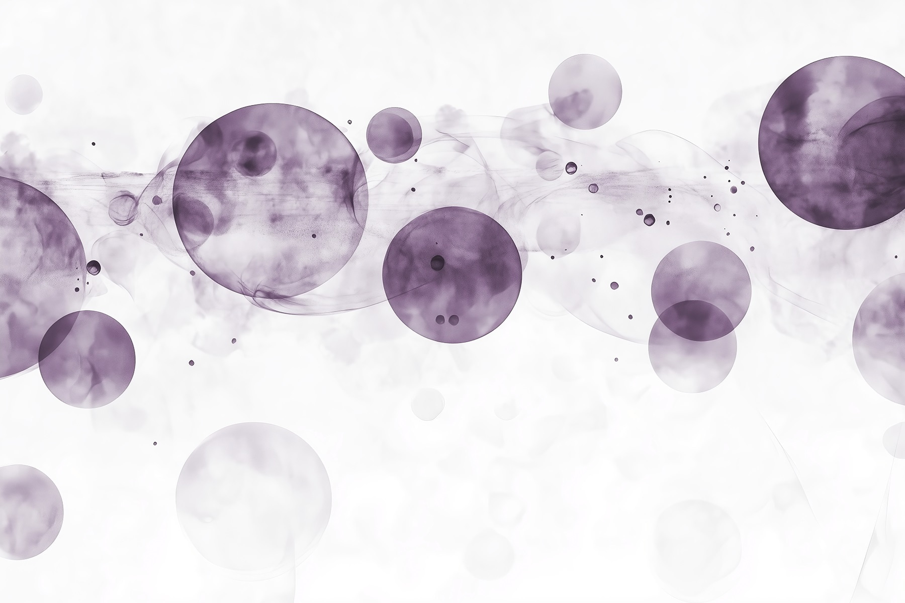 Purple circles and smoke on a white background