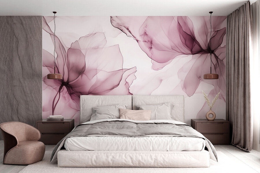 Papel de parede Pétalas fluidas em tons suaves.