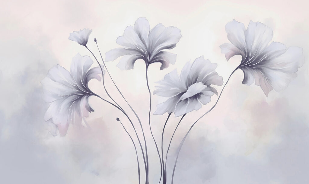 Pintura de flores sobre um fundo branco Pintura de flores sobre um fundo branco