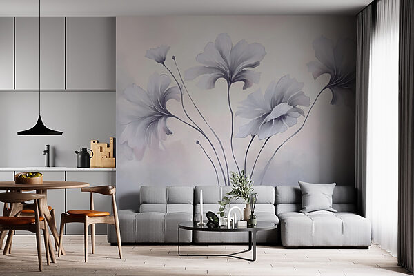 Pintura de flores sobre um fundo branco Pintura de flores sobre um fundo branco
