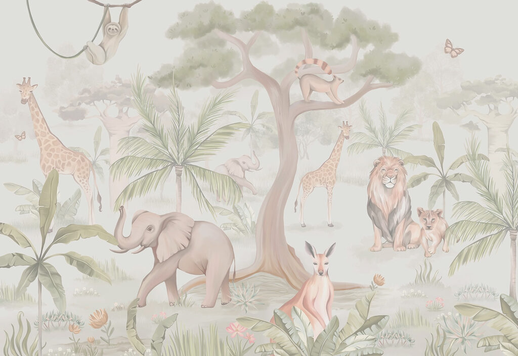 Papel de parede com animais e árvores Papel de parede com animais e árvores