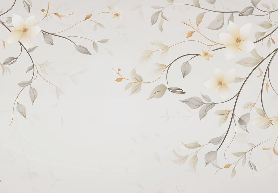 Desenho floral branco e castanho