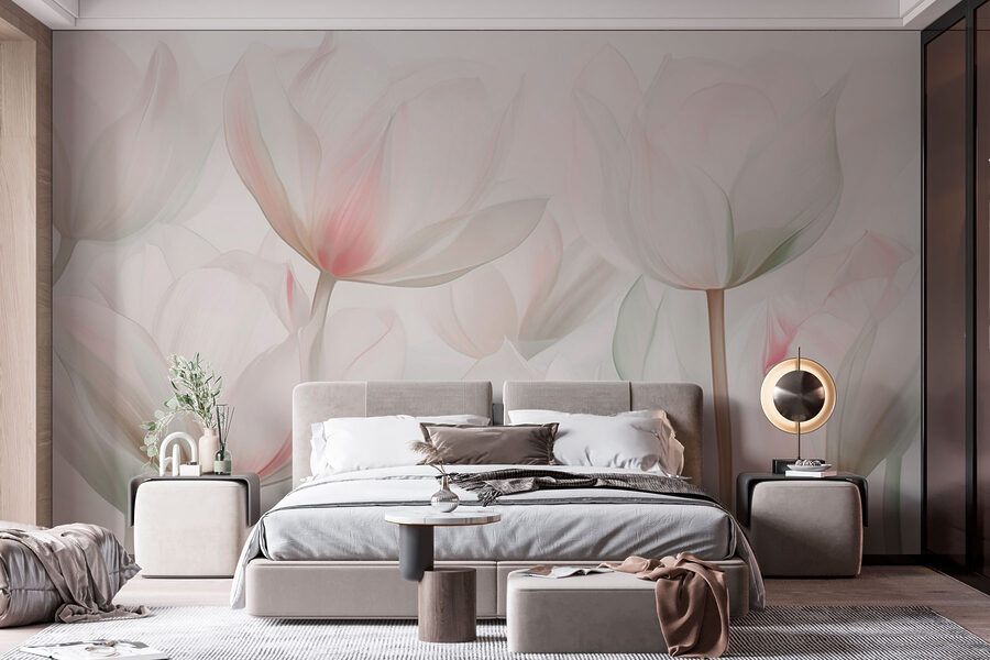 Flores delicadas em tons pastel suaves