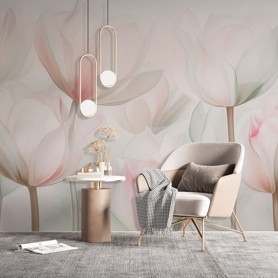 Flores delicadas em tons pastel suaves