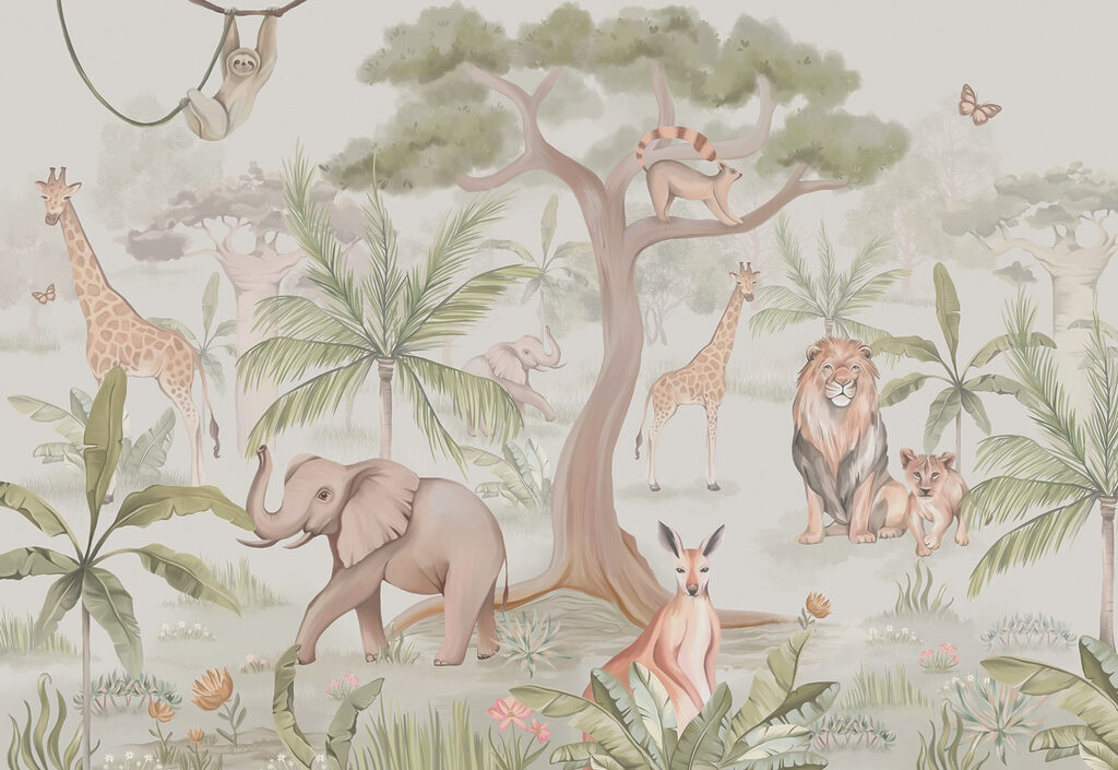 Papel de parede com animais e árvores Papel de parede com animais e árvores