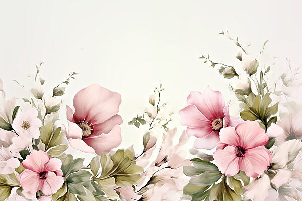 Pintura de flores e folhas Pintura de flores e folhas