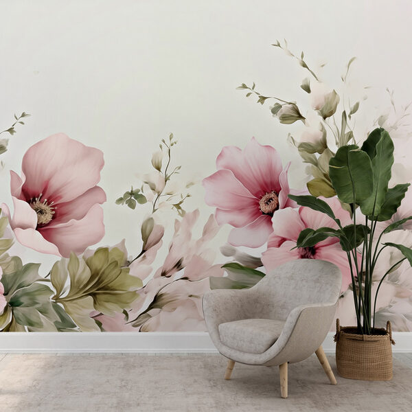 Pintura de flores e folhas Pintura de flores e folhas