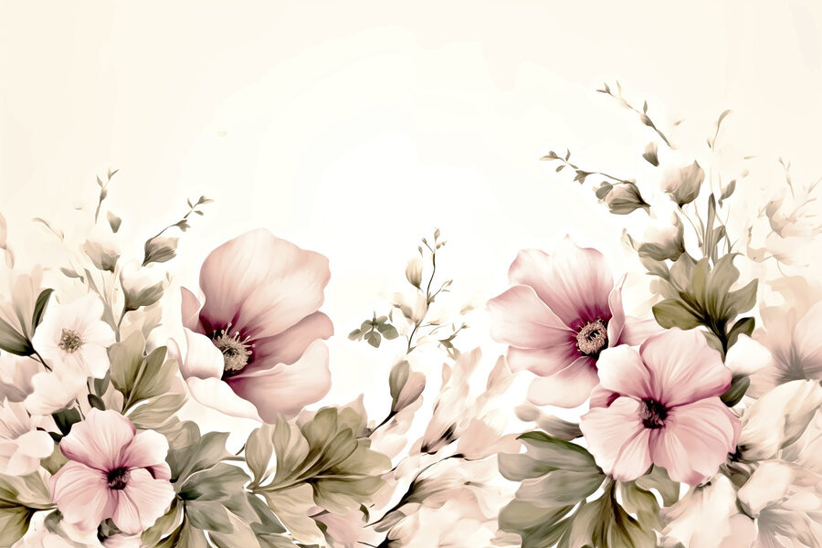 Flores delicadas em tons suaves.