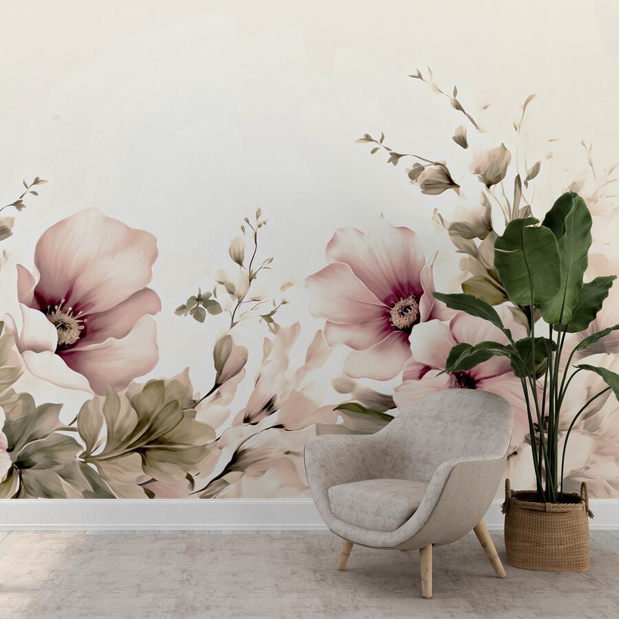 Flores delicadas em tons suaves.