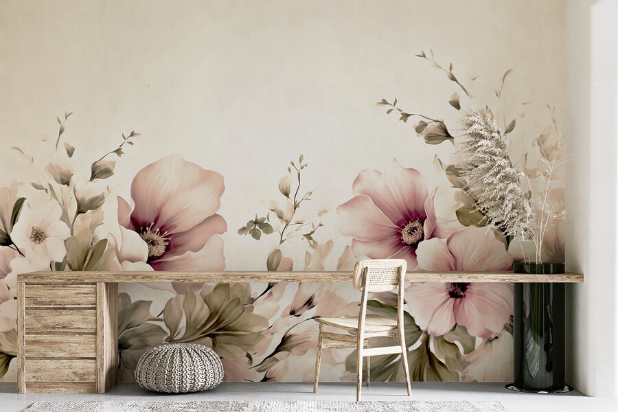 Flores delicadas em tons suaves.