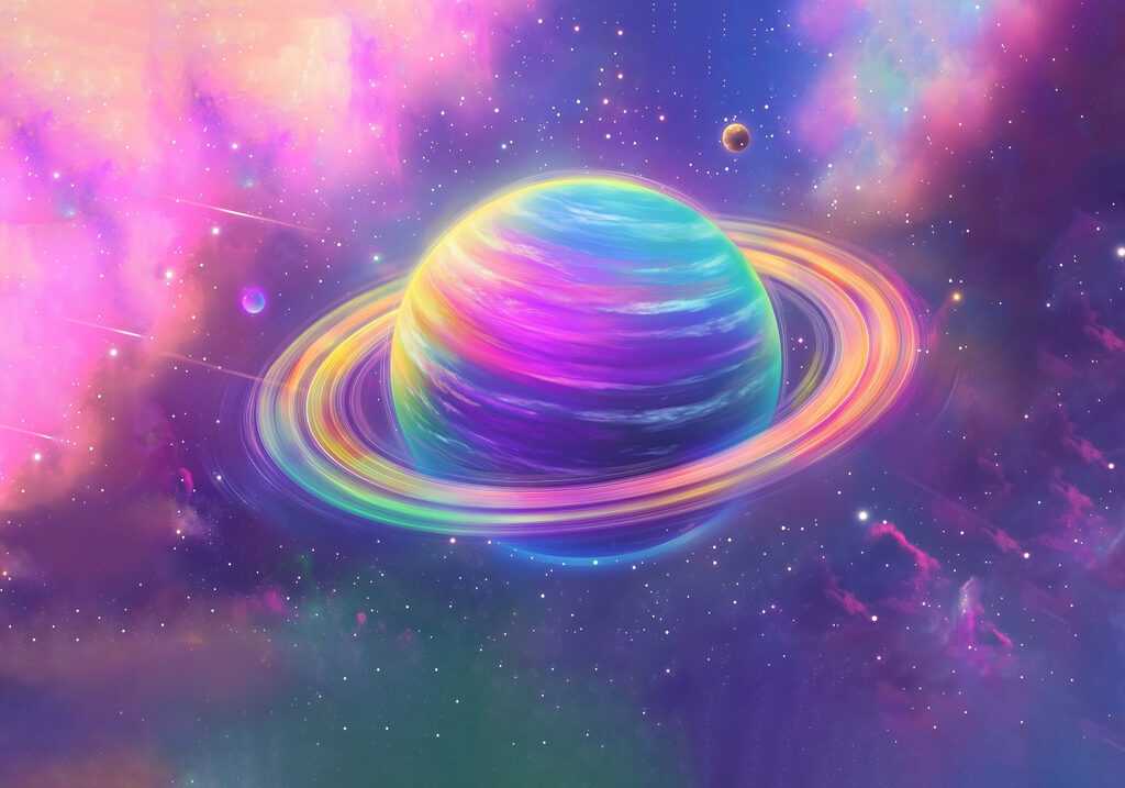Planeta colorido no espaço Planeta colorido no espaço
