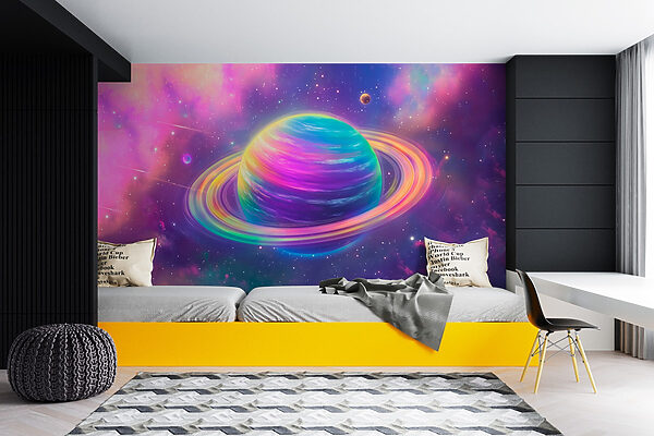 Planeta colorido no espaço Planeta colorido no espaço