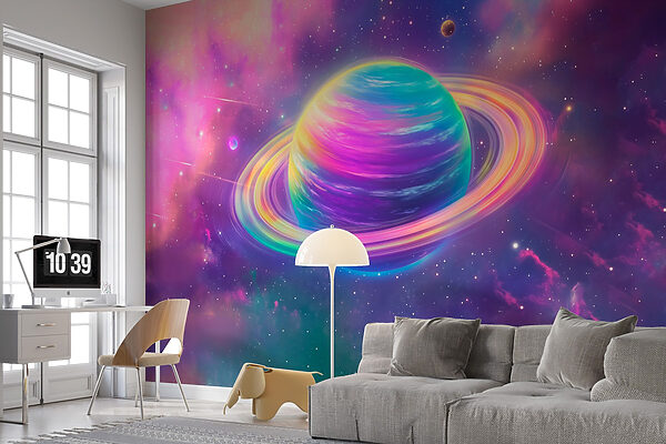 Planeta colorido no espaço Planeta colorido no espaço