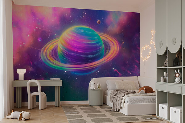 Planeta colorido no espaço Planeta colorido no espaço