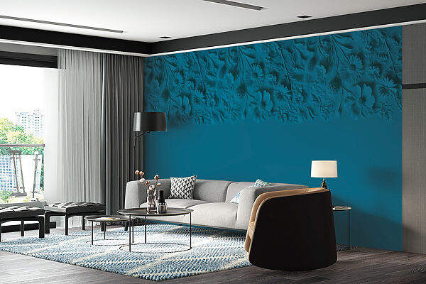 Fundo azul com flores e folhas Fundo azul com flores e folhas
